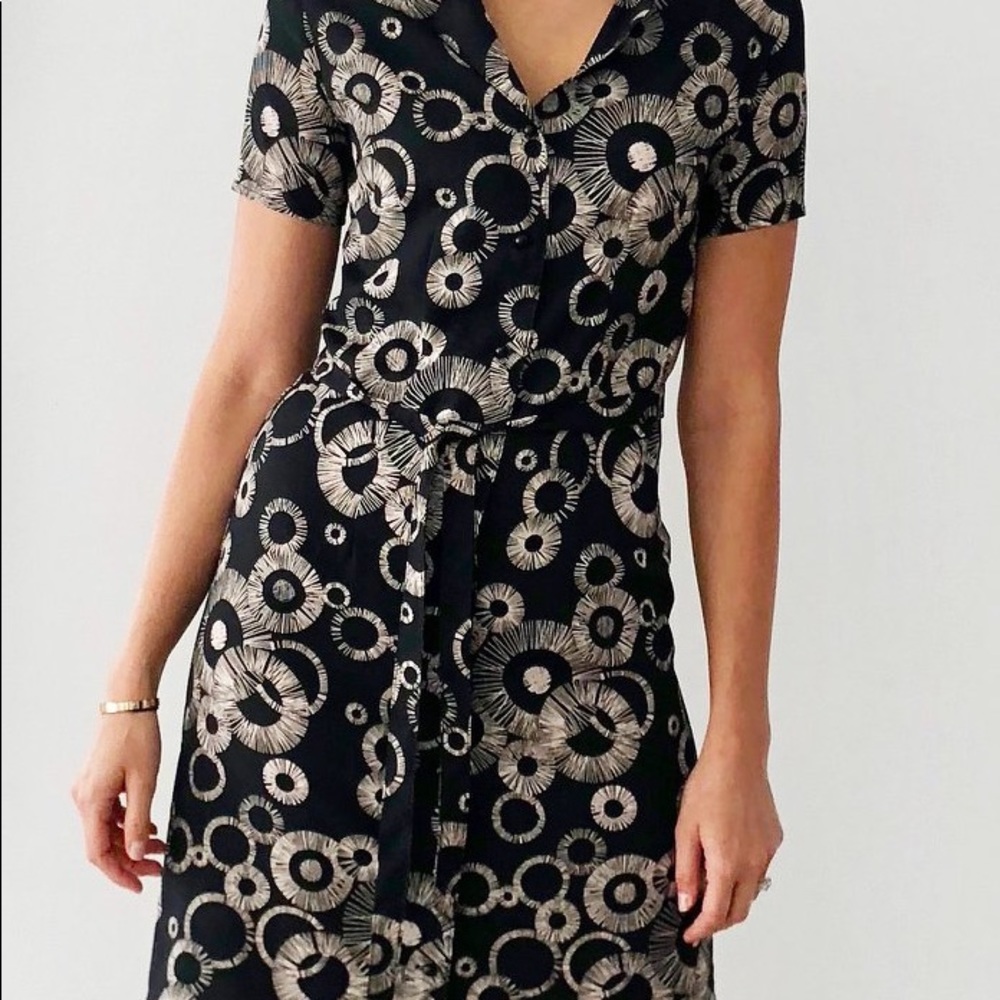 vintage print midi dress